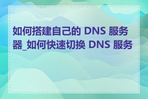 如何搭建自己的 DNS 服务器_如何快速切换 DNS 服务器