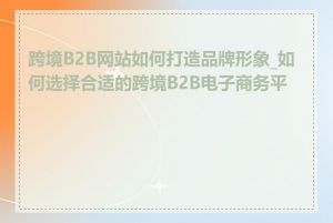 跨境B2B网站如何打造品牌形象_如何选择合适的跨境B2B电子商务平台