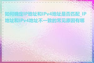 如何确定IP地址和IPv4地址是否匹配_IP地址和IPv4地址不一致的常见原因有哪些