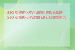 SEO 引擎优化平台如何进行网站诊断_SEO 引擎优化平台如何进行社交媒体优化