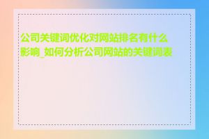 公司关键词优化对网站排名有什么影响_如何分析公司网站的关键词表现