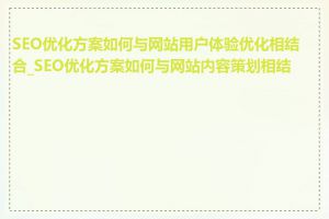 SEO优化方案如何与网站用户体验优化相结合_SEO优化方案如何与网站内容策划相结合