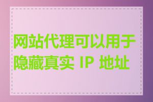 网站代理可以用于隐藏真实 IP 地址吗