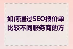 如何通过SEO报价单比较不同服务商的方案