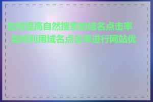 如何提高自然搜索的域名点击率_如何利用域名点击率进行网站优化