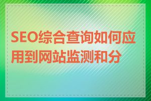 SEO综合查询如何应用到网站监测和分析