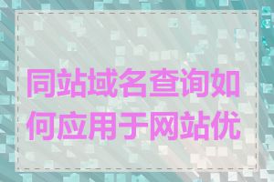 同站域名查询如何应用于网站优化