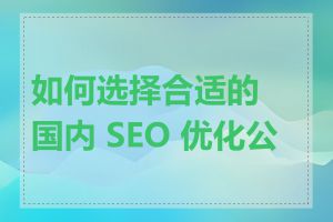 如何选择合适的国内 SEO 优化公司