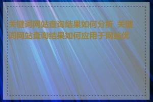 关键词网站查询结果如何分析_关键词网站查询结果如何应用于网站优化