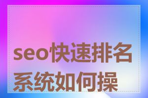 seo快速排名系统如何操作