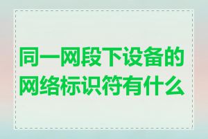 同一网段下设备的网络标识符有什么用