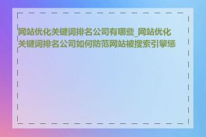 网站优化关键词排名公司有哪些_网站优化关键词排名公司如何防范网站被搜索引擎惩罚