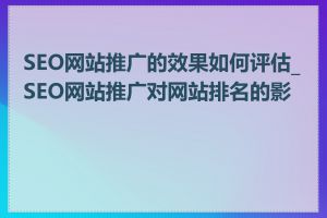 SEO网站推广的效果如何评估_SEO网站推广对网站排名的影响