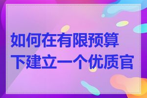 如何在有限预算下建立一个优质官网