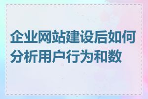 企业网站建设后如何分析用户行为和数据