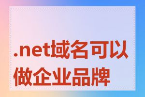 .net域名可以做企业品牌吗