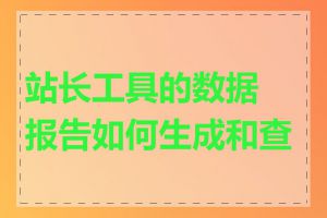 站长工具的数据报告如何生成和查看