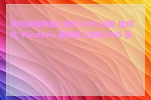 如何在服务器上排查 DNS 问题_如何在 Windows 服务器上查询 DNS 设置