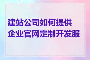 建站公司如何提供企业官网定制开发服务