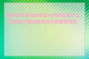 国际站关键词排名优化的好处是什么_国际站关键词排名优化需要哪些资源