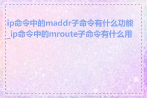 ip命令中的maddr子命令有什么功能_ip命令中的mroute子命令有什么用途