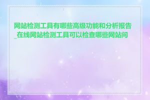 网站检测工具有哪些高级功能和分析报告_在线网站检测工具可以检查哪些网站问题