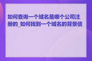 如何查询一个域名是哪个公司注册的_如何找到一个域名的背景信息