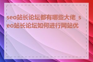 seo站长论坛都有哪些大佬_seo站长论坛如何进行网站优化