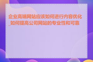 企业高端网站应该如何进行内容优化_如何提高公司网站的专业性和可靠性