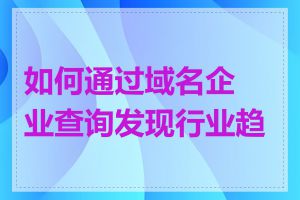 如何通过域名企业查询发现行业趋势