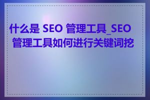 什么是 SEO 管理工具_SEO 管理工具如何进行关键词挖掘