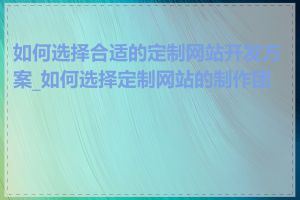 如何选择合适的定制网站开发方案_如何选择定制网站的制作团队