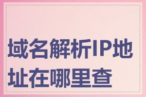 域名解析IP地址在哪里查看