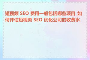 短视频 SEO 费用一般包括哪些项目_如何评估短视频 SEO 优化公司的收费水平