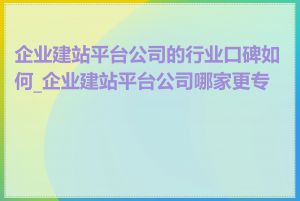 企业建站平台公司的行业口碑如何_企业建站平台公司哪家更专业