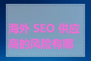 海外 SEO 供应商的风险有哪些