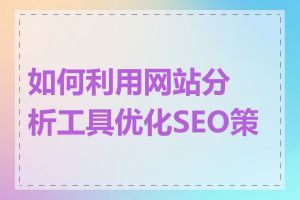 如何利用网站分析工具优化SEO策略