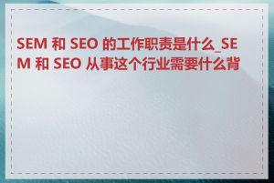 SEM 和 SEO 的工作职责是什么_SEM 和 SEO 从事这个行业需要什么背景