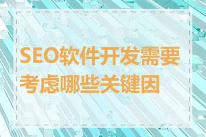 SEO软件开发需要考虑哪些关键因素