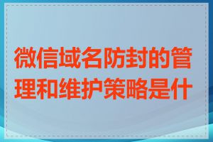 微信域名防封的管理和维护策略是什么