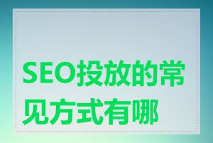 SEO投放的常见方式有哪些