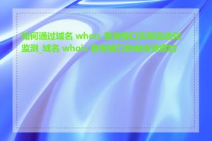 如何通过域名 whois 查询接口实现自动化监测_域名 whois 查询接口的响应速度如何