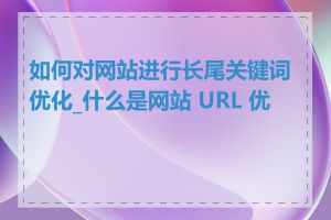 如何对网站进行长尾关键词优化_什么是网站 URL 优化