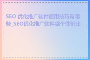 SEO 优化推广软件使用技巧有哪些_SEO优化推广软件哪个性价比高