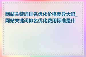 网站关键词排名优化价格差异大吗_网站关键词排名优化费用标准是什么