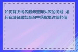 如何解决域名服务查询失败的问题_如何在域名服务查询中获取更详细的信息