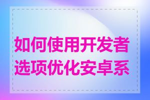 如何使用开发者选项优化安卓系统