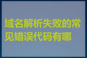 域名解析失败的常见错误代码有哪些