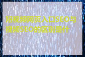 短视频网页入口SEO与视频SEO的区别是什么