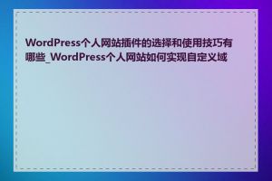 WordPress个人网站插件的选择和使用技巧有哪些_WordPress个人网站如何实现自定义域名